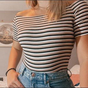 Off the shoulder body suit (pink, black, white)